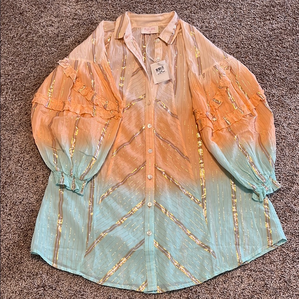 NWT Miss June Paris Ombré Button-Up Shirt Dress